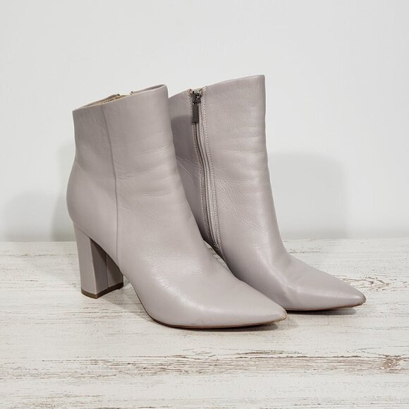 Marc Fisher  Taupe Grey  Leather Bootie  3.5" Heel   Size 8.5 - Picture 2 of 8